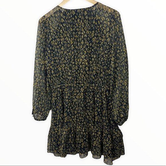 Nordstrom Adelyn Rae Vania Print Pleats & Ruffles Long Sleeve Mini Dress Size M - Picture 5 of 13